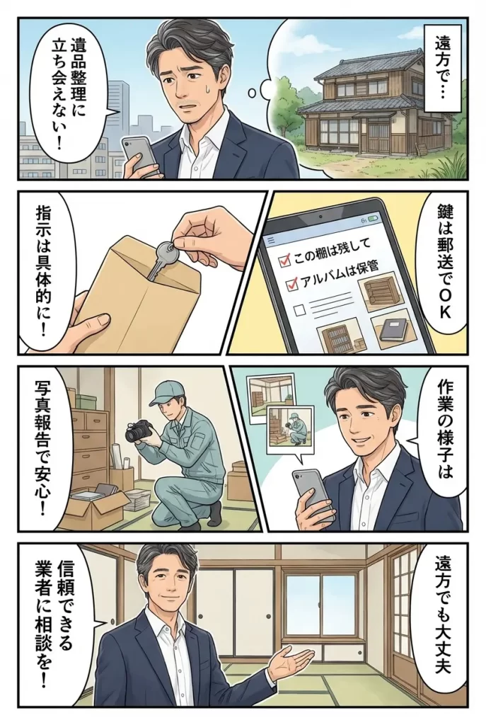 立ち会いなし・遠方で遺品整理を頼む｜写真報告・鍵の受け渡し・指示のコツ4