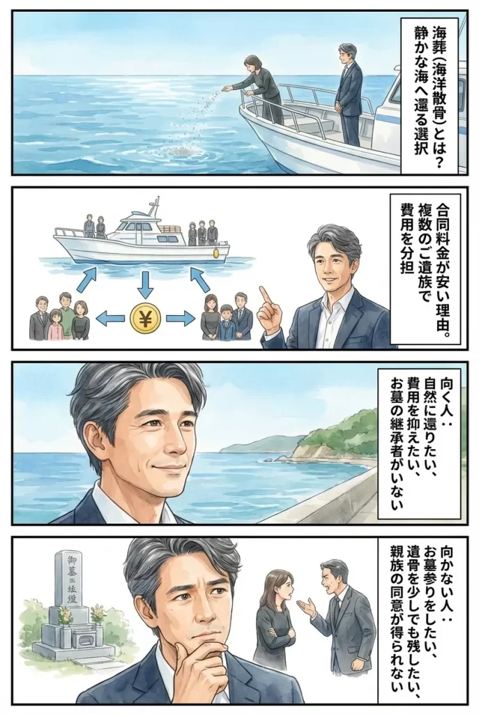 海葬【海洋散骨】の合同料金｜安い理由と「向く人・向かない人」を落ち着いて整理